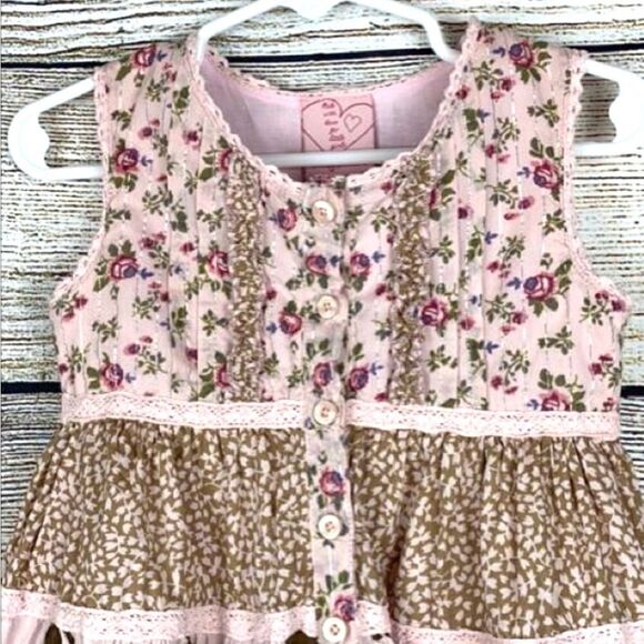 Cutey couture Summer Dress Button Down Cotton Pink Floral Sleeveless 2-3 year - Picture 2 of 10